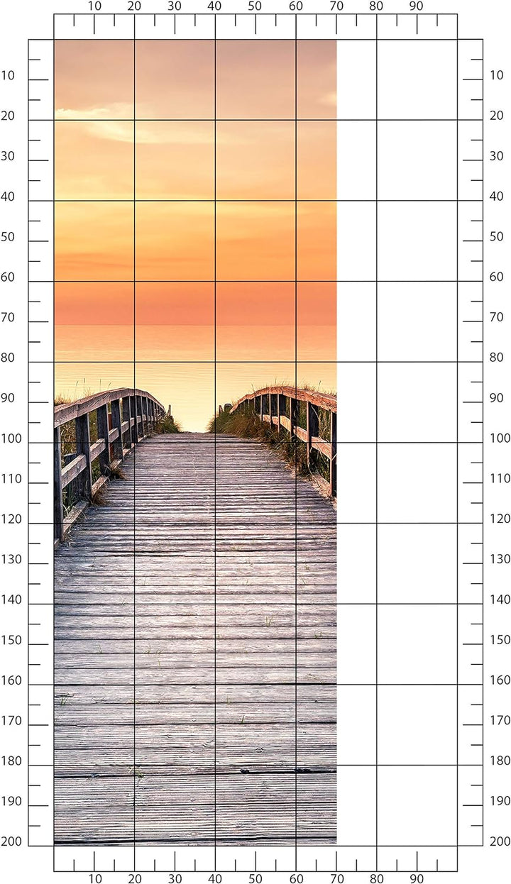 wandmotiv24 Türtapete Holz-steg zum Meer, Abend-rot, Sonne 70 x 200cm (B x H) - Dekorfolie selbstkle