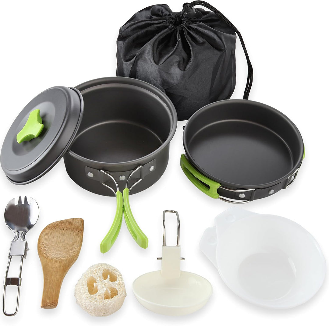 MalloMe Camping-Kochgeschirr-Set für Rucksackausrüstung – Camping-Kochset – tragbarer Campingkocher