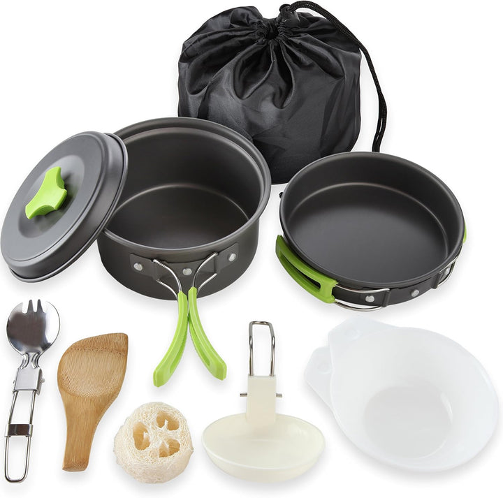 MalloMe Camping-Kochgeschirr-Set für Rucksackausrüstung – Camping-Kochset – tragbarer Campingkocher