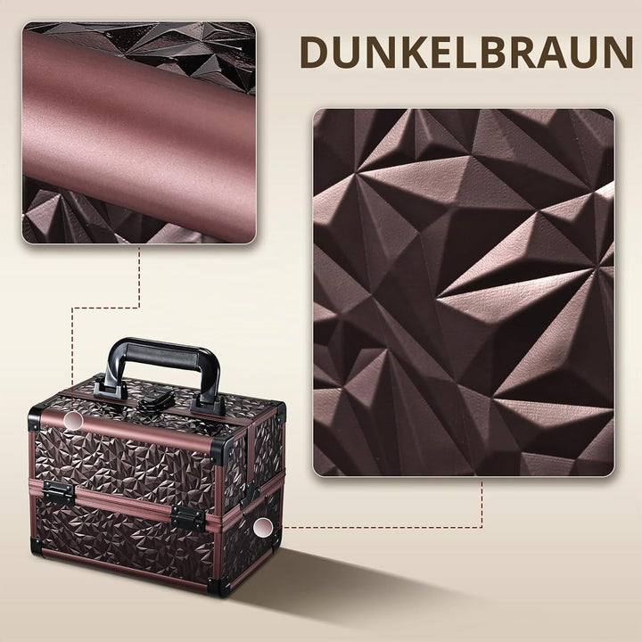 Kosmetikkoffer Schminkkoffer Leer Make up Koffer mit Spiegel Abschliessbare Beauty Case Nagelkoffer