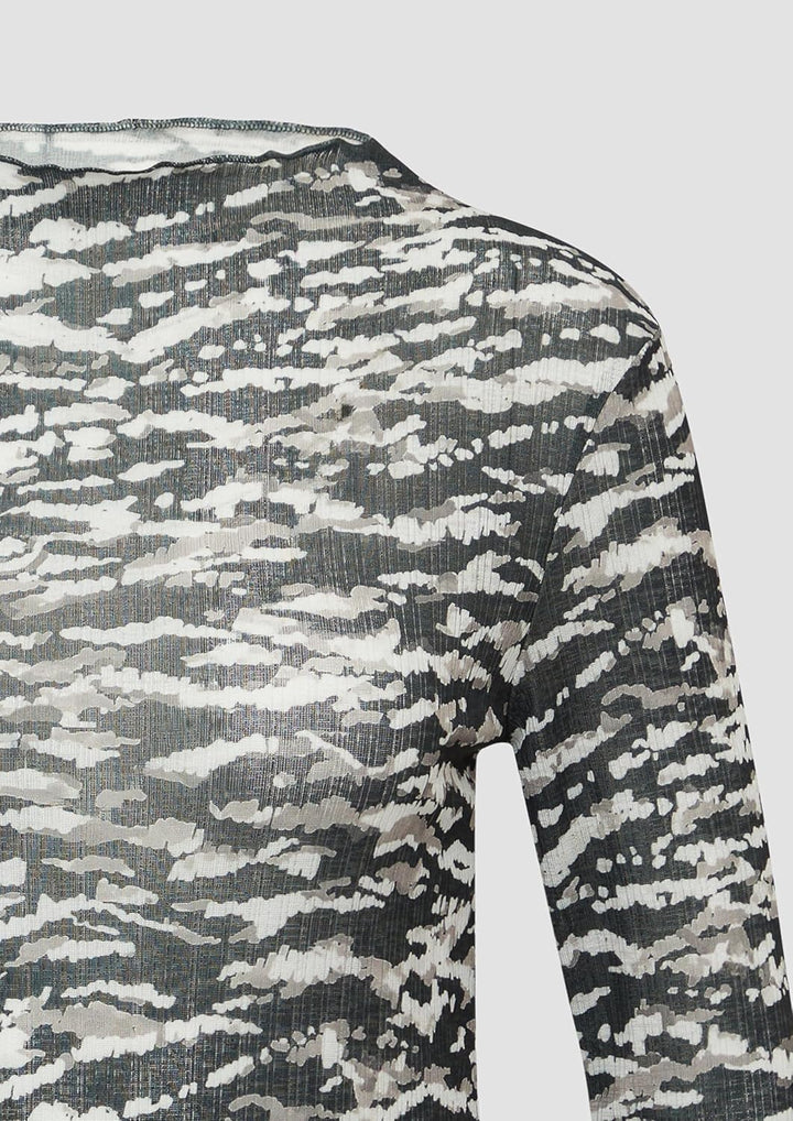 QS Leicht transparentes Longsleeve mit All-Over-Print L 99a4_schwarz, L 99a4_schwarz
