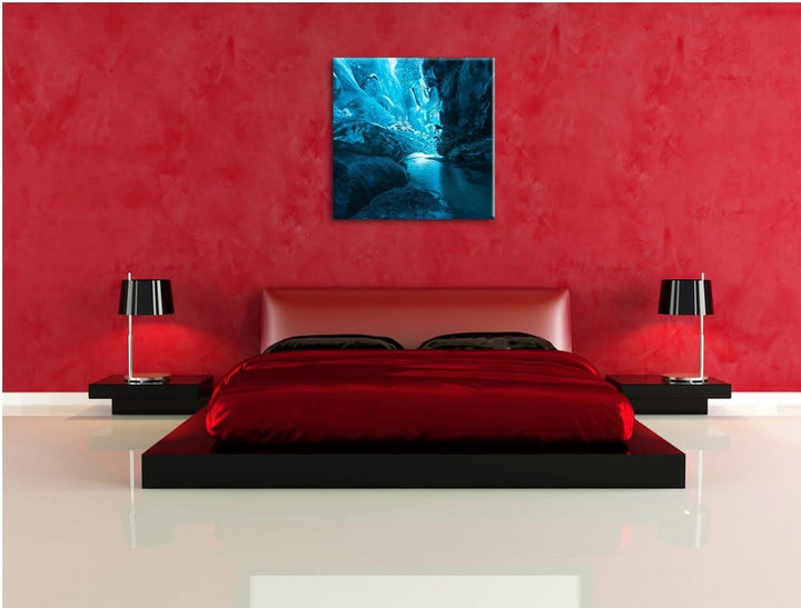 abstrakte Eislandschaft, Format: 70x70 auf Leinwand, XXL riesige Bilder fertig gerahmt mit Keilrahme