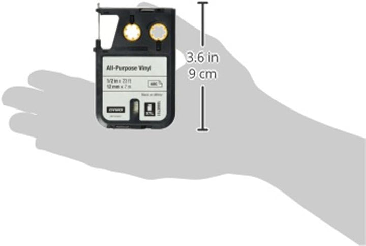 DYMO XTL Allzweck-Vinyletikett | 12 mm x 7 m | Schwarz auf Weiss Schwarz auf Wei? 12 mm x 7 m, Schwa
