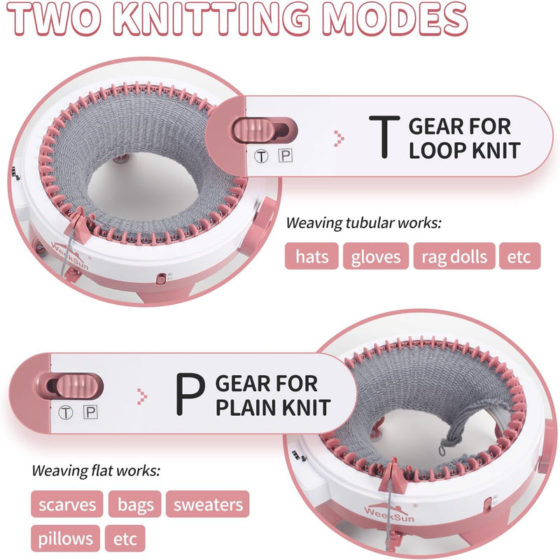 WEEKSUN Strickmaschine 48 Nadeln, Strickmaschine DIY mit Reihenzähler Strickbrett Rotierender Doppel