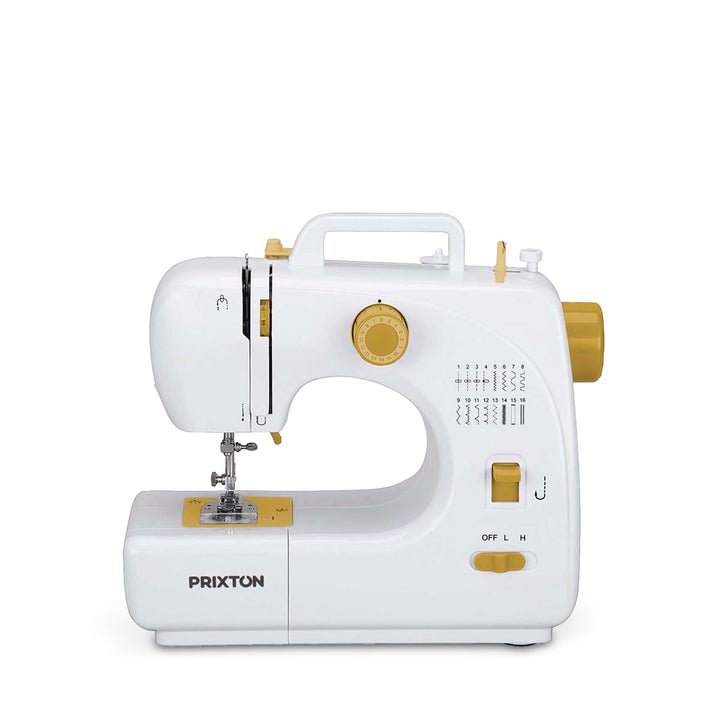 PRIXTON - Tragbare Nähmaschine P120 - Schublade für Zubehör - Integrierte Lampe - 16 Arten von Muste