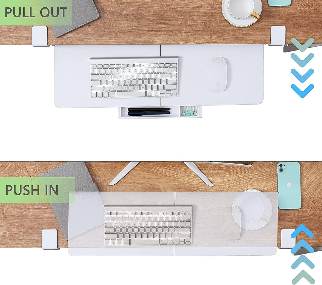 ETHU Tastaturablage, 68 x 30 cm grosse Tastaturablage unter dem Schreibtisch mit C-Klemmhalterung, C
