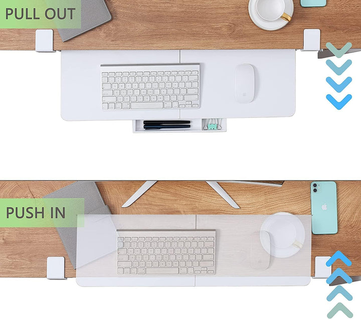 ETHU Tastaturablage, 68 x 30 cm grosse Tastaturablage unter dem Schreibtisch mit C-Klemmhalterung, C