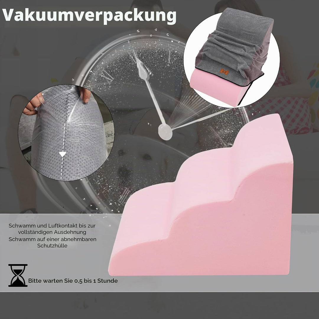 Hundetreppe für Kleine Hunde, 3 Stufen Haustiertreppe für Bett und Sofa aus Hochdichtem Schwamm, Kat