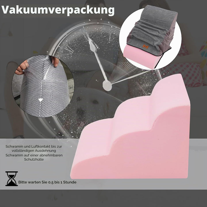 Hundetreppe für Kleine Hunde, 3 Stufen Haustiertreppe für Bett und Sofa aus Hochdichtem Schwamm, Kat