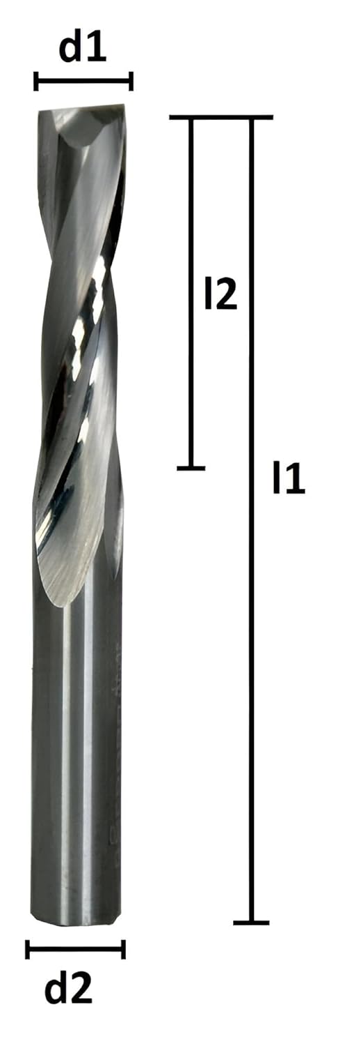 VHM Fräser, Spiralnutfräser, CNC-Fräser für Holz, MDF Z=2 Schaftfräser mit polierter Spannut (6,0 x