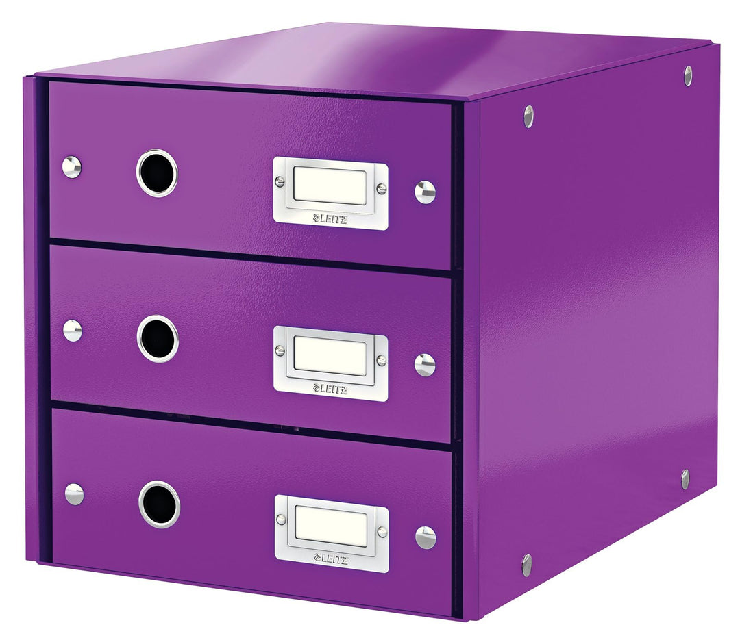Leitz, Schubladenbox, Lila, 3 Schubladen, A4, Click & Store, 60480062 3 Schubladen Violett, 3 Schubl