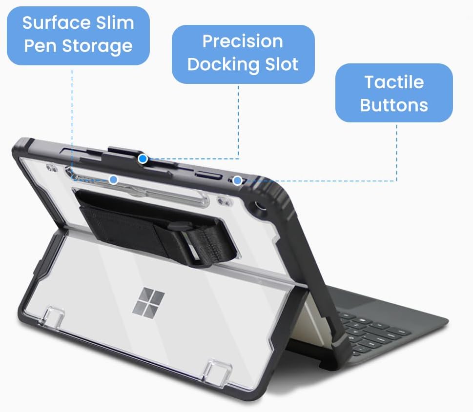 Omnpak Hülle für Microsoft Surface Pro 12 Zoll 2025, Schutzhülle mit Handschlaufe & Schultergurt, St