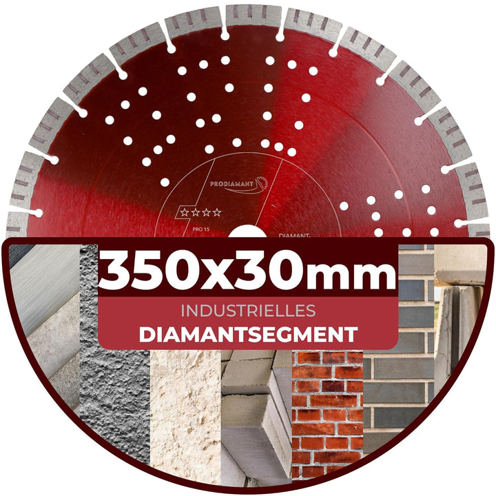 PRODIAMANT Turbo Diamant-Trennscheibe Beton 350mm x 30 mm Segmenthöhe 15mm 350/30mm, 350/30mm