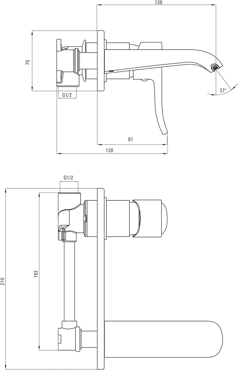 DEANTE WERBENA Wall-Mounted Basin Mixer, Chrome, Metall, 22 x 26 cm