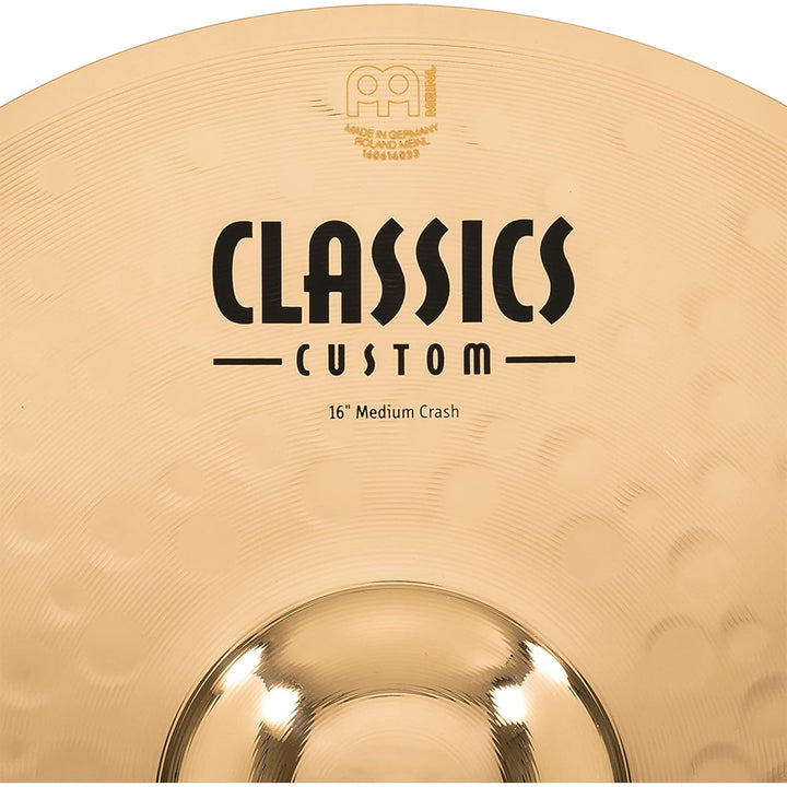 Meinl Cymbals Classics Custom Brilliant Crash Medium 16 Zoll (Video) Schlagzeug Becken – Paar – (40,