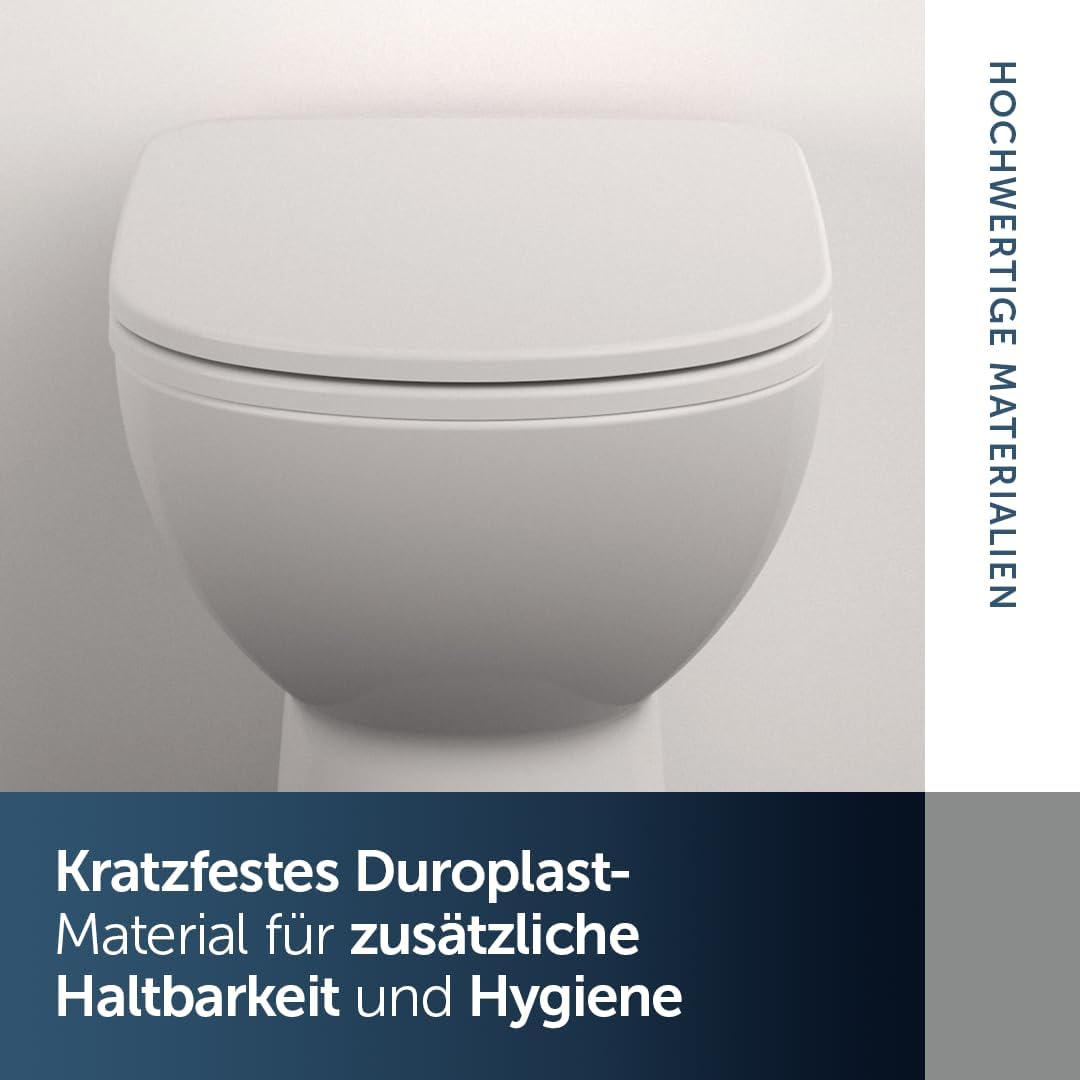 Ideal Standard i.life A WC-Sitz mit schlanker D-Form – Weiss (Alpin) | WC-Sitz mit Absenkautomatik (