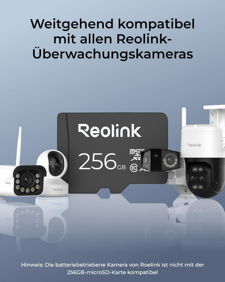 Reolink 256GB Micro SD Karte, Klasse 10 A2 U3 MicroSDXC-Hochgeschwindigkeitsspeicherkarte, kompatibe