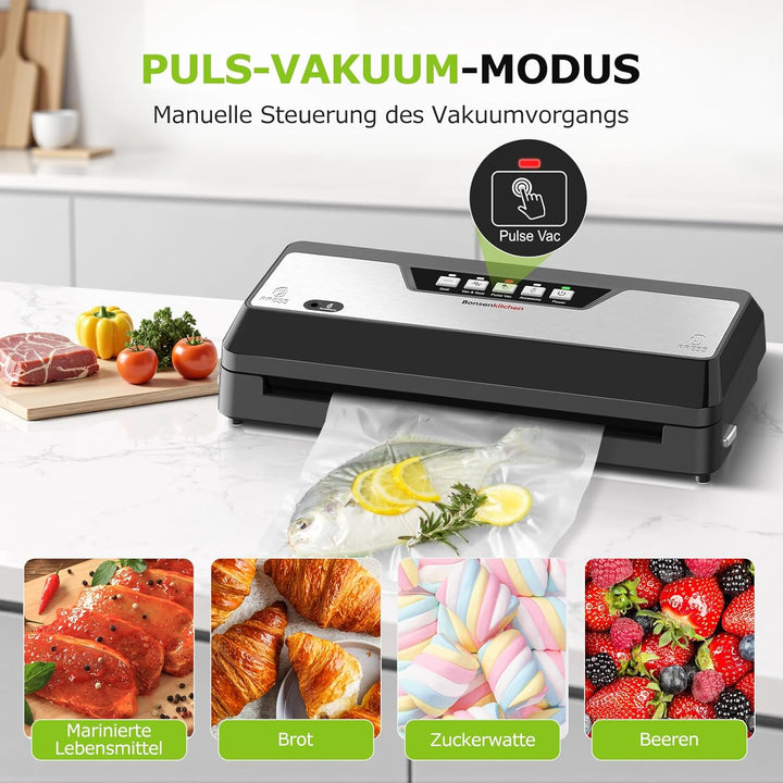Bonsenkitchen Vakumierergerät für Lebensmittel, Vakuumierer mit Cutter Aufbewahrung, Kompakter für S