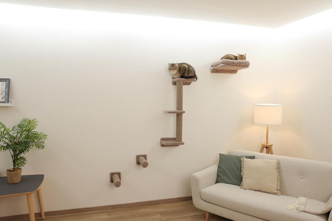 Kerbl Pet Kletterwand Monte Alpi, Wandkratzbaum, Taupe, max. Belastbarkeit 10kg, 8-teilig, platzspar
