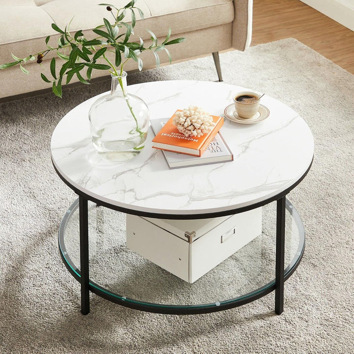 VASAGLE Couchtisch, Wohnzimmertisch, Sofatisch, für Wohnzimmer, mit Glasplatte, viel Stauraum, einfa