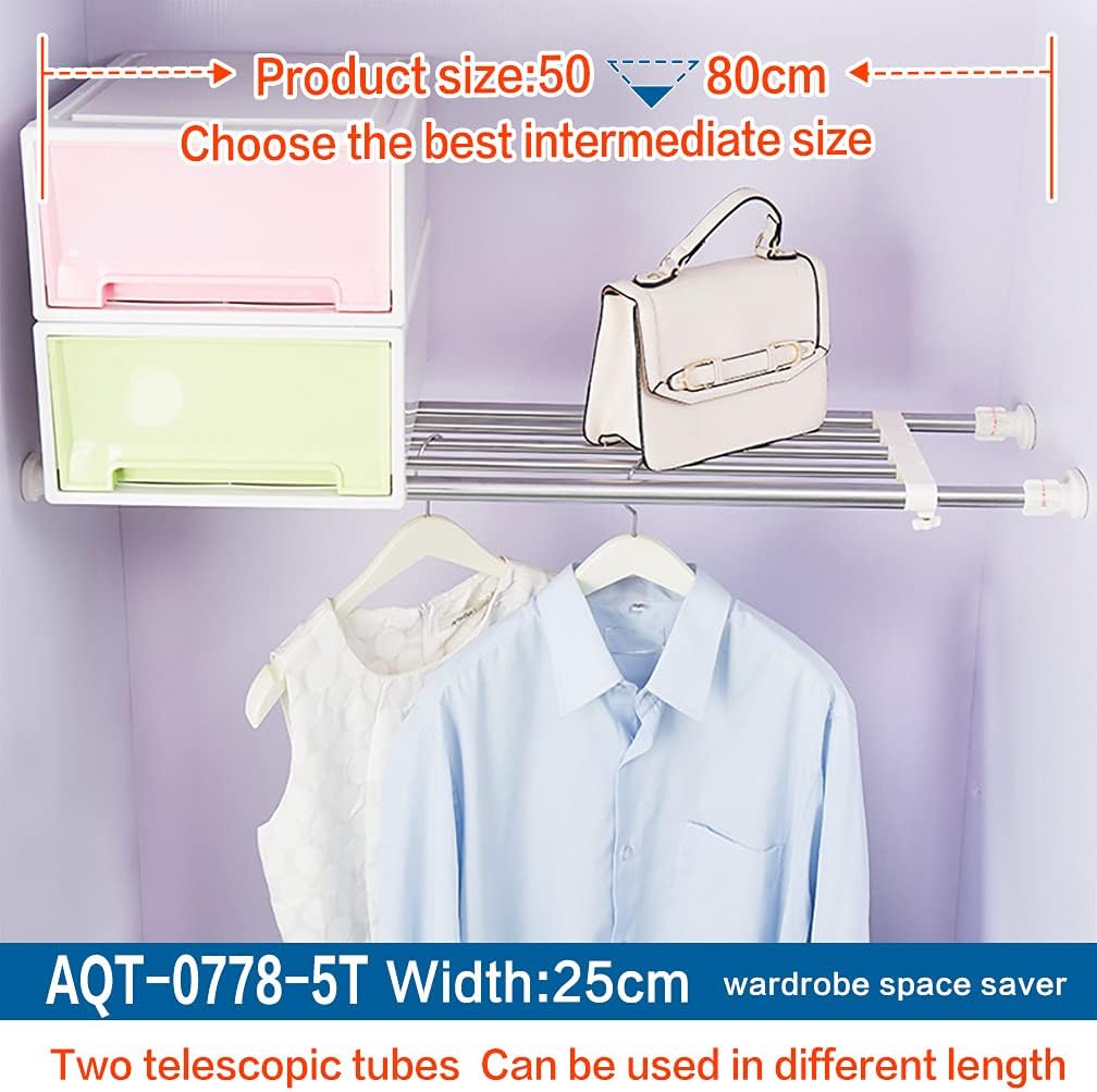 Hershii Erweiterbarer Schrank Teiler Kleider organisator Teleskopstangen Regal Hängende Stange Schwe