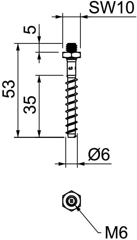 OBO-BETTERMANN 3498264 Tornillo Proteció C/Fuego Cabeza Sechskant SW 16, M6