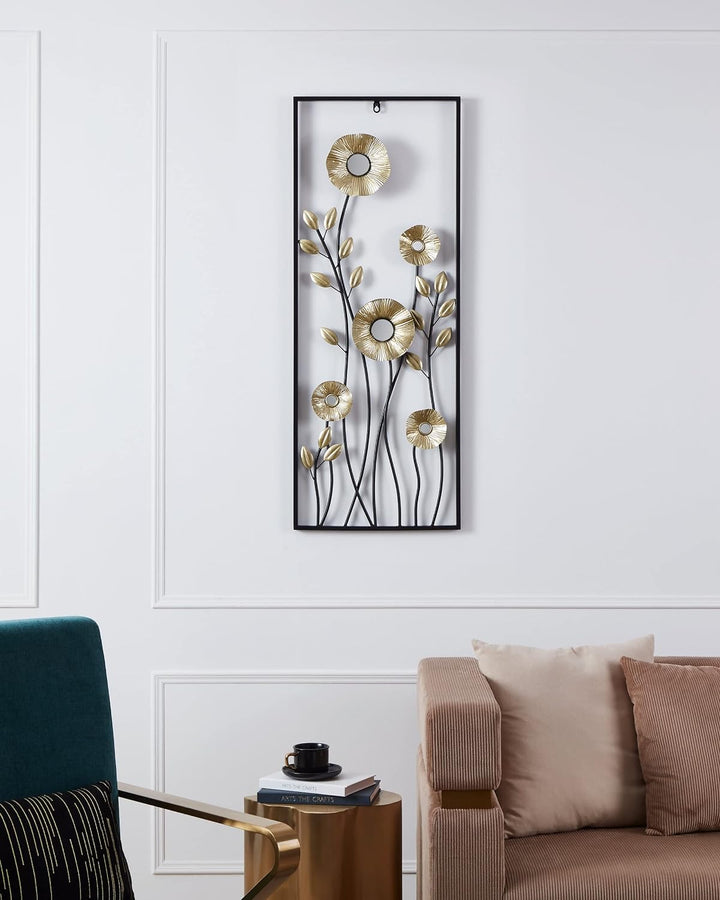 EGLO LIVING Wanddeko Chikuma, 3D Wandbild im Blumen-Design mit Ramen, Wandobjekt aus Metall in Messi