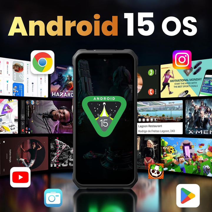 FOSSiBOT F110Pro Outdoor Smartphone 5G Android 15, 128 dB Lautsprecher-10000 mAh Handy Ohne Vertrag,
