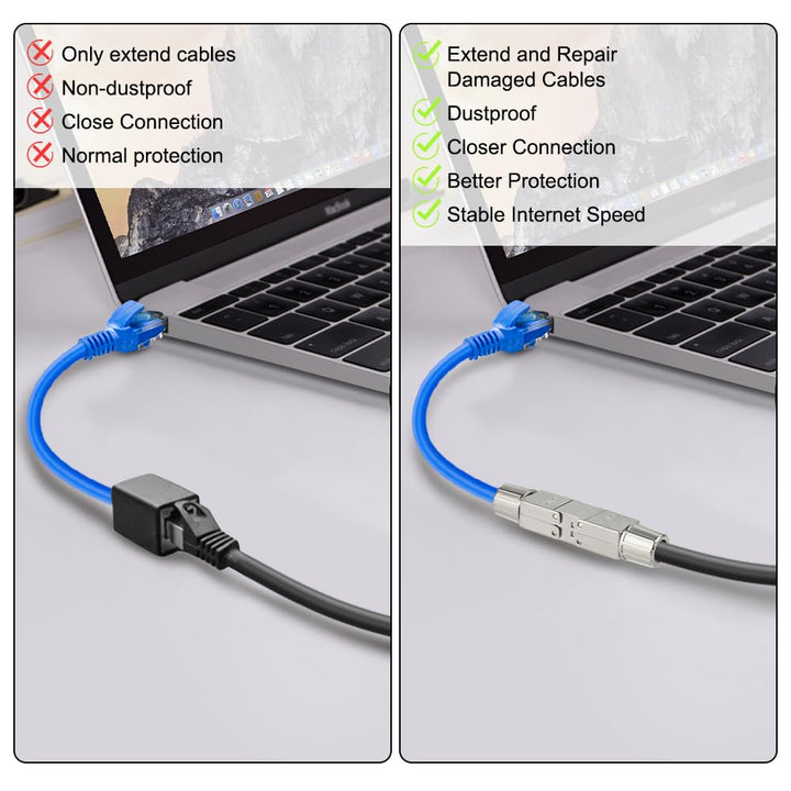 AXFEE 4 x RJ45 Stecker Werkzeuglos für Verlegekabel Cat7 Cat6A, Netzwerkstecker auf Schneidklemme, L