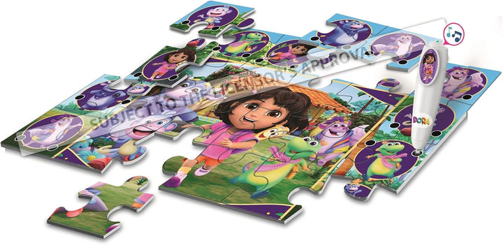 Clementoni Quiz-Bodenpuzzle - Dora - Interaktives Puzzle mit Stift, Lernspiel für Kinder ab 3 Jahren