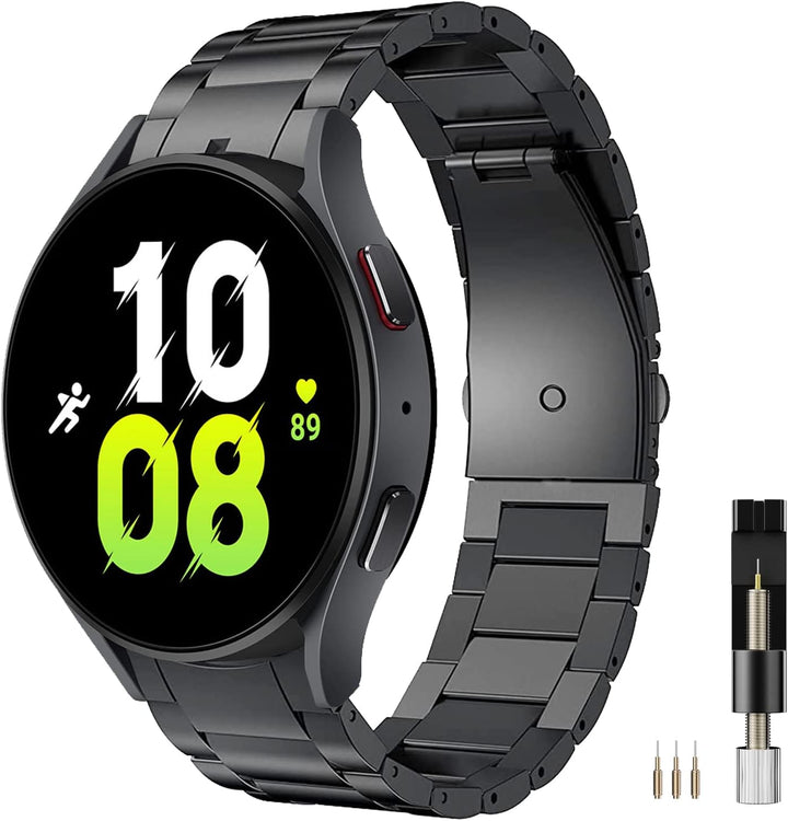 Miimall Kompatibel mit Samsung Galaxy Watch 6/5/4 Armband 40mm 44mm, Titanstahl Metall Doppelte Falt
