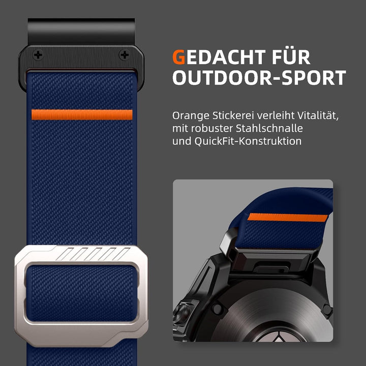 Laffav Armband Kompatibel mit Garmin Fenix 6X/7X Pro, Nylon QuickFit 26mm Ersatzband für Fenix 5X/Pl
