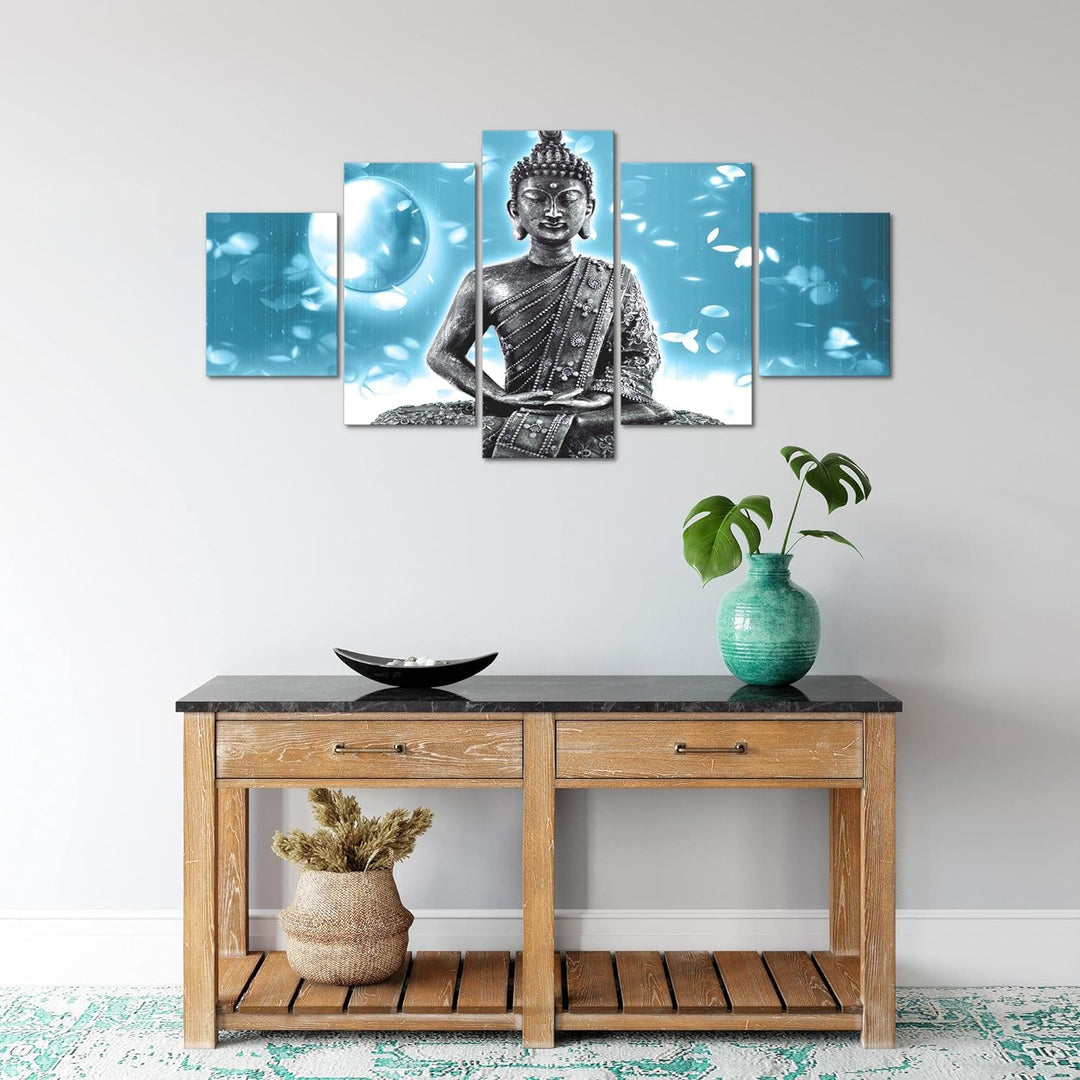 Runa Art Wandbilder Buddha Feng Shui 5 Teilig Bild auf Vlies Leinwand Deko Wohnzimmer Schlafzimmer W
