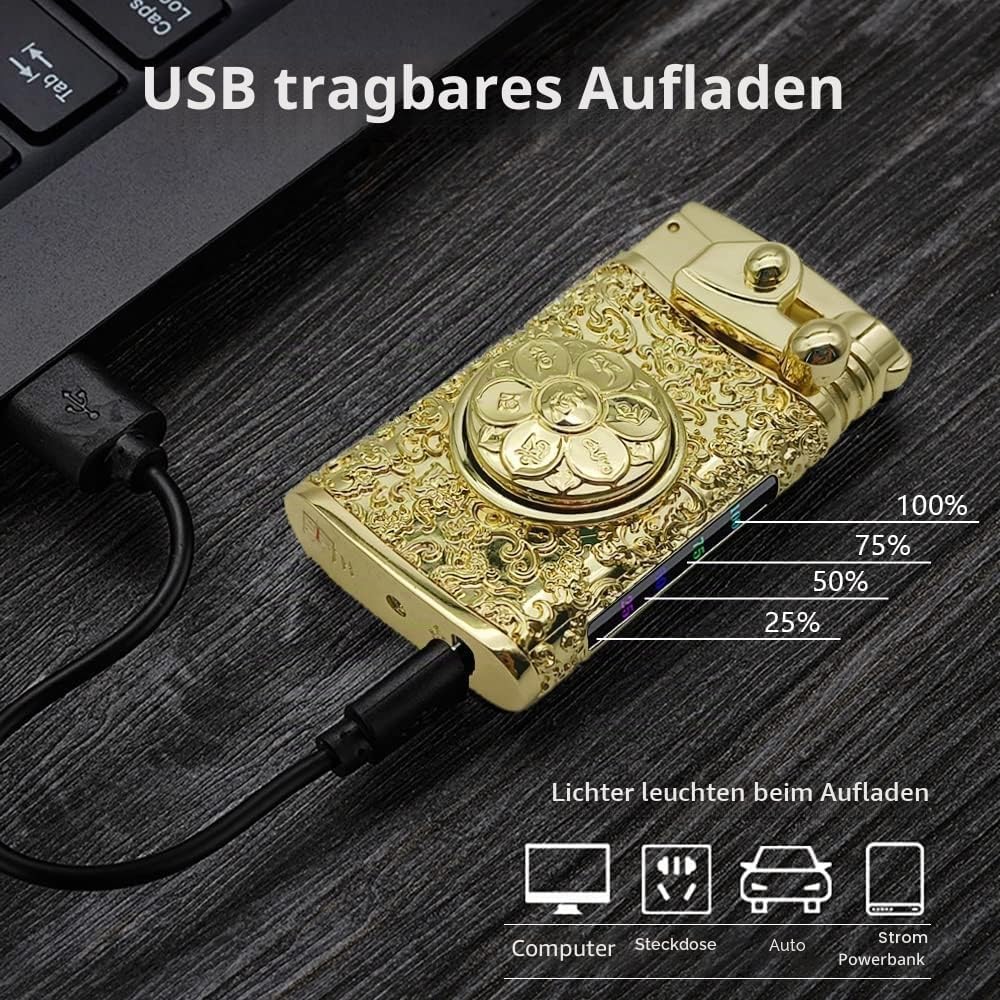GADATOP Elektrisches Feuerzeug Sturmfeuerzeug USB Feuerzeuge Wiederaufladbar lichtbogen feuerzeug Wi