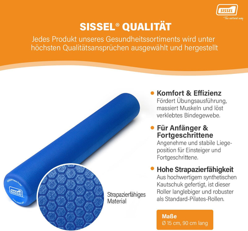 Sissel Pilates Roller PRO Fitness Rolle versch. Längen blau Blau 90 cm, Blau 90 cm