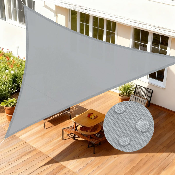 LOVE STORY Sonnensegel Dreieckig 4x4x4m Wasserdicht Hellgrau Sonnenschutz Windschutz Segel PES Polye