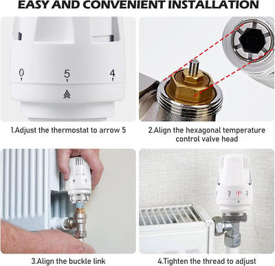 6 Stück Thermostatkopf Heizkörperventil, Thermostatkopf Kühlerthermostat, Smart Kühlerventil Ersatzk