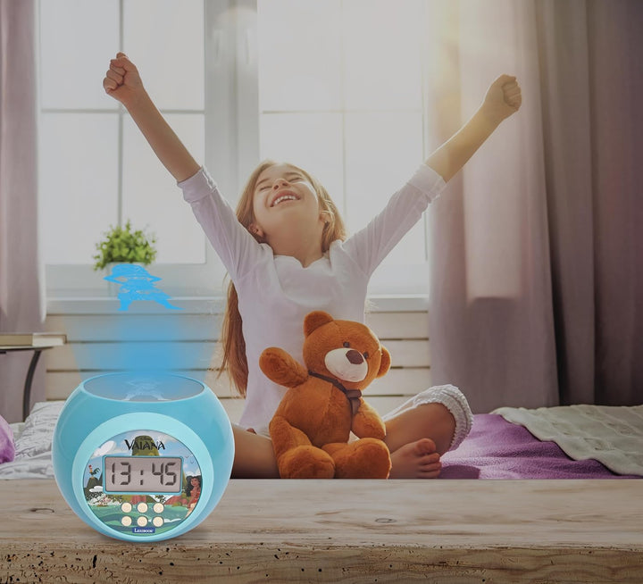Lexibook, Disney Vaiana, Wecker-Projektor mit Alarmfunktion und Snooze-Schlummerfunktion, Nachtlicht