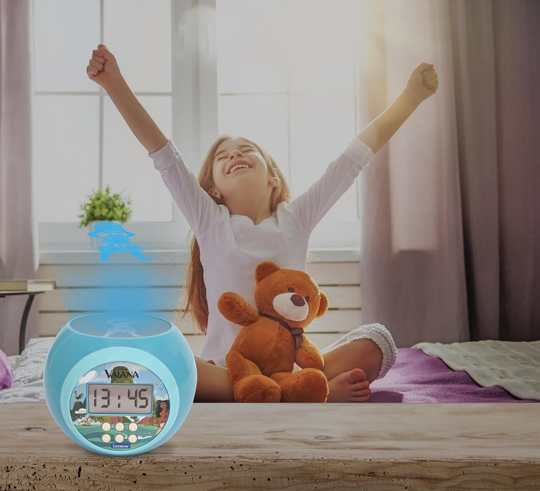 Lexibook, Disney Vaiana, Wecker-Projektor mit Alarmfunktion und Snooze-Schlummerfunktion, Nachtlicht