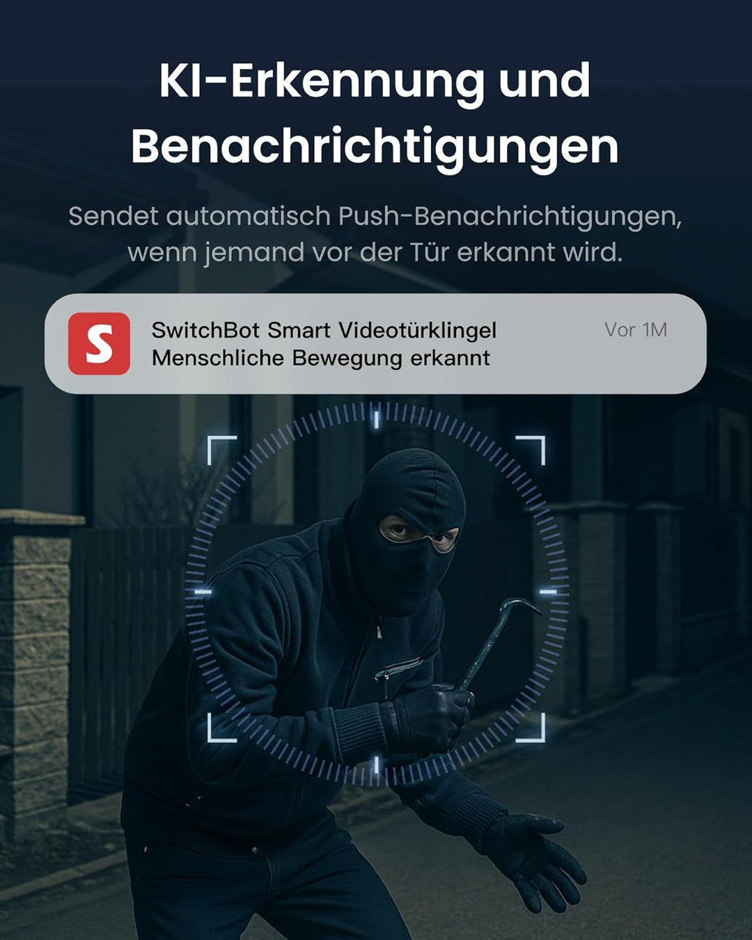 SwitchBot Video Türklingel mit Solarpanel, 2K Türklingel mit Kamera, Smart Türklingel Kamera mit 4,3