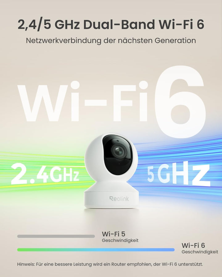 Reolink 4K PTZ WLAN Überwachungskamera Innen, 2,4/5 GHz Wi-Fi 6, Babyphone mit Kamera, 3X Optischer