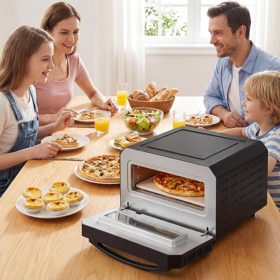 COSTWAY Elektrischer Pizzaofen, Pizza Oven erhitzt bis zu 400℃, Pizzamaker mit 6 Voreinstellungen &