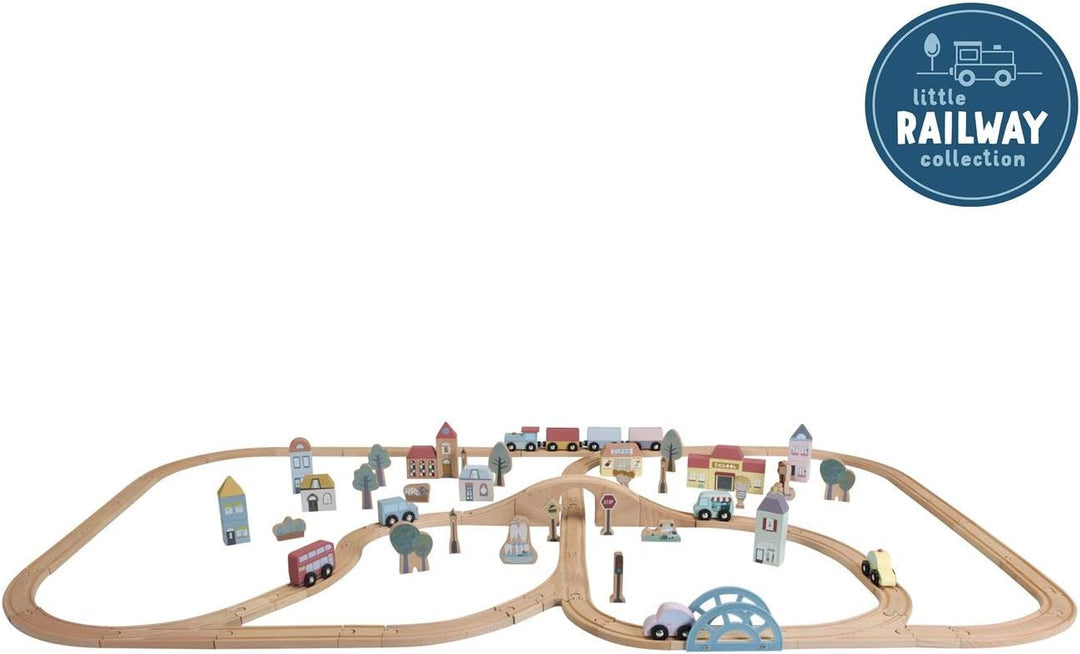 Little Dutch 4487 Holz Eisenbahn mit Schienen Starter Set XXL