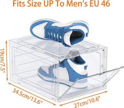 HOMIDEC Schuhboxen Stapelbar Transparent, 12 Stück Hartplastik Schuhkarton mit Deckel, Schuhaufbewah