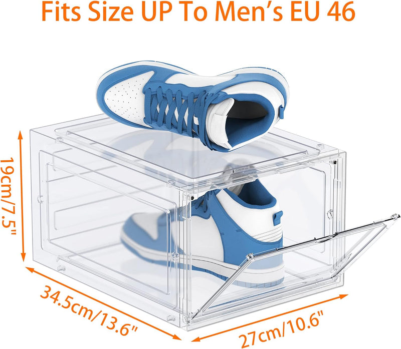 HOMIDEC Schuhboxen Stapelbar Transparent, 12 Stück Hartplastik Schuhkarton mit Deckel, Schuhaufbewah