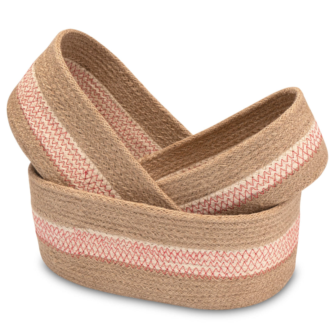 Decorasian Organizer Korb aus Jute geflochten – Set aus 3 ovalen Körben – Wickelkorb bzw. Wickeltisc