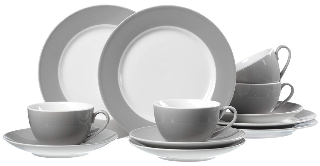 Ritzenhoff & Breker Kaffeeservice Doppio, 12-teilig, Porzellangeschirr, Grau Grau Kaffeeservice, Gra