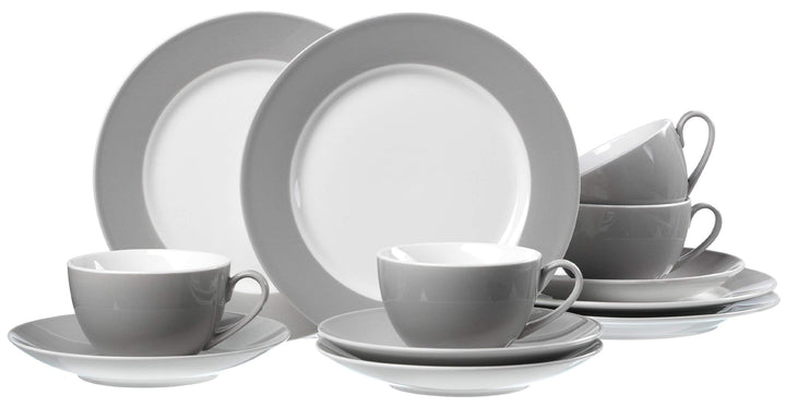 Ritzenhoff & Breker Kaffeeservice Doppio, 12-teilig, Porzellangeschirr, Grau Grau Kaffeeservice, Gra