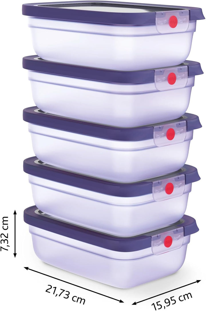 EMSA oneClick Frischhaltedosen, Meal Prep Set 5 x 1,2L, Lebensmittel 2 x länger frisch, 100% dicht,