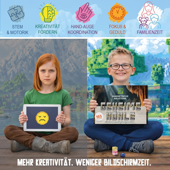 Geheim Höhle Set mit 165 Teilen I Magisches Magnetspielzeug Kinder ab 3 Jahre I magnetische Baustein